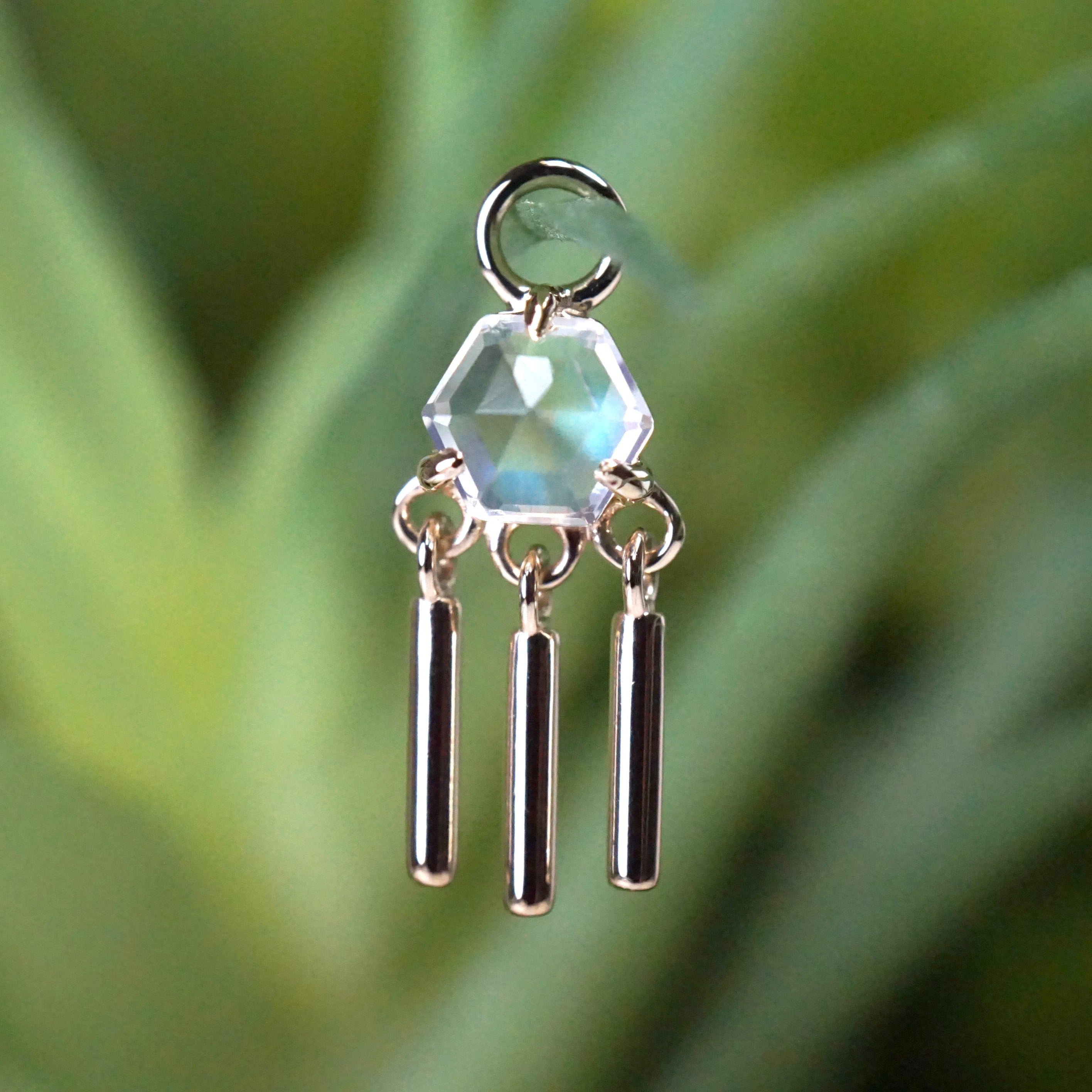 Hexagon Moonstone Wind Chime Charm