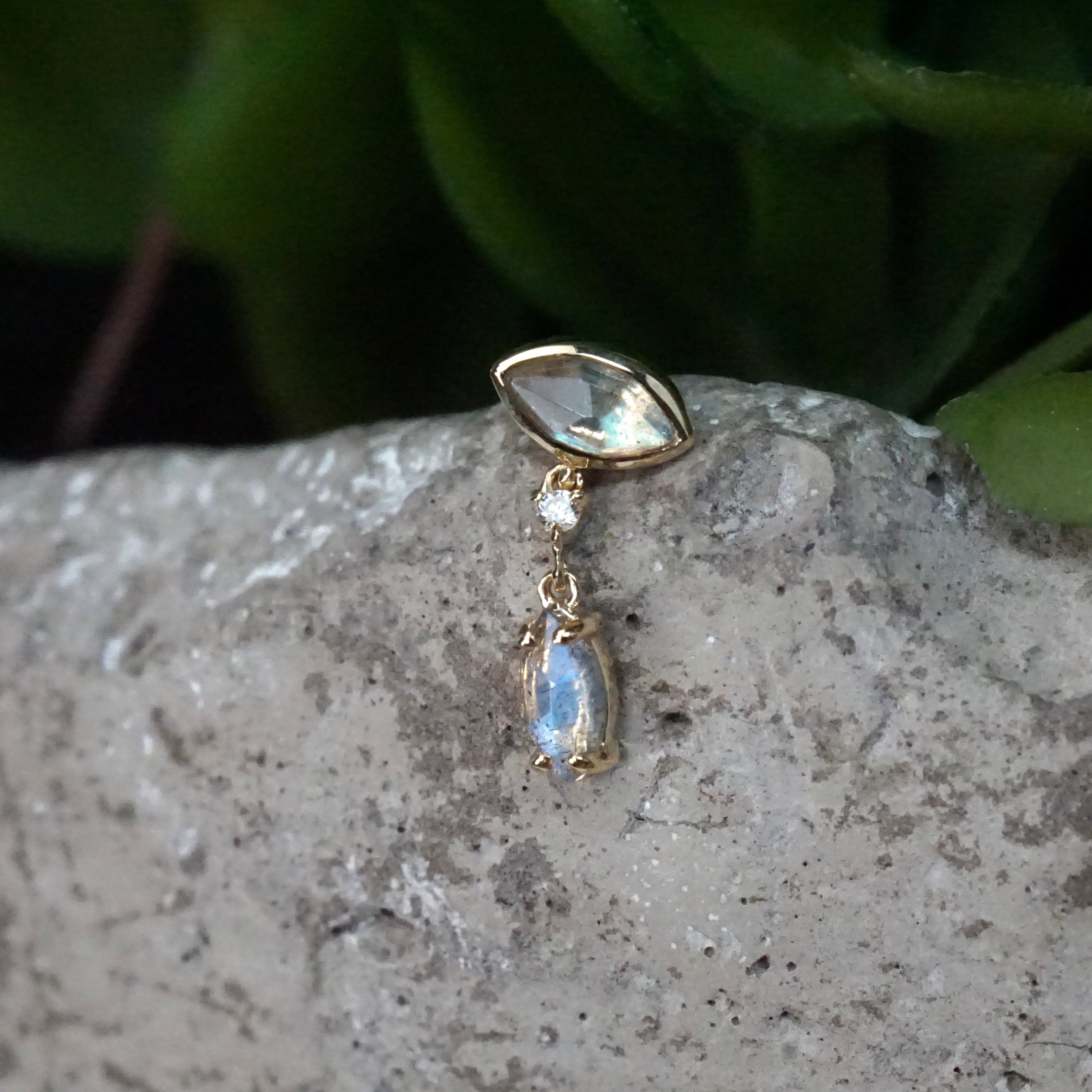 Marquise Labradorite and Diamond Dangle