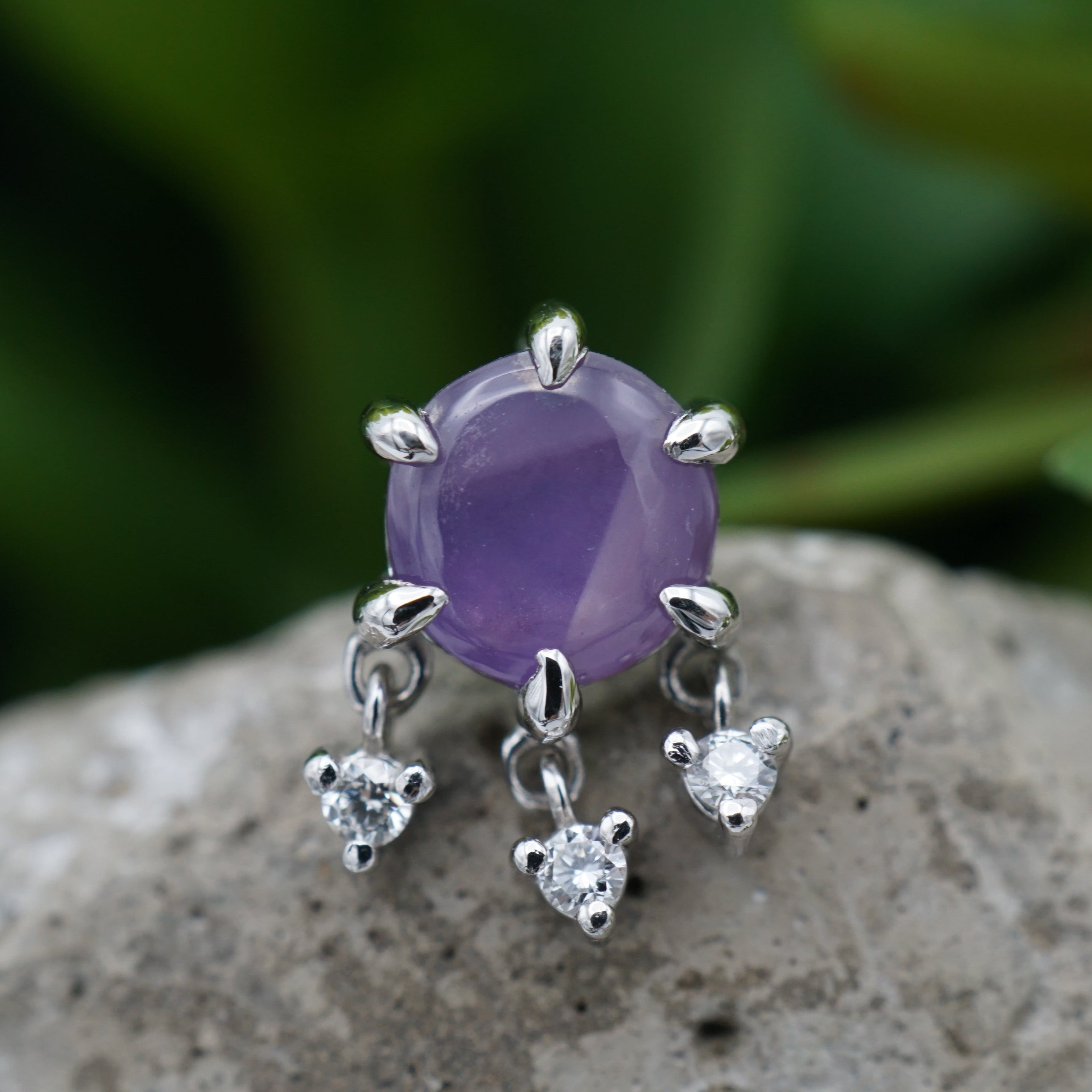 Star Ruby with 3 Diamond Dangle