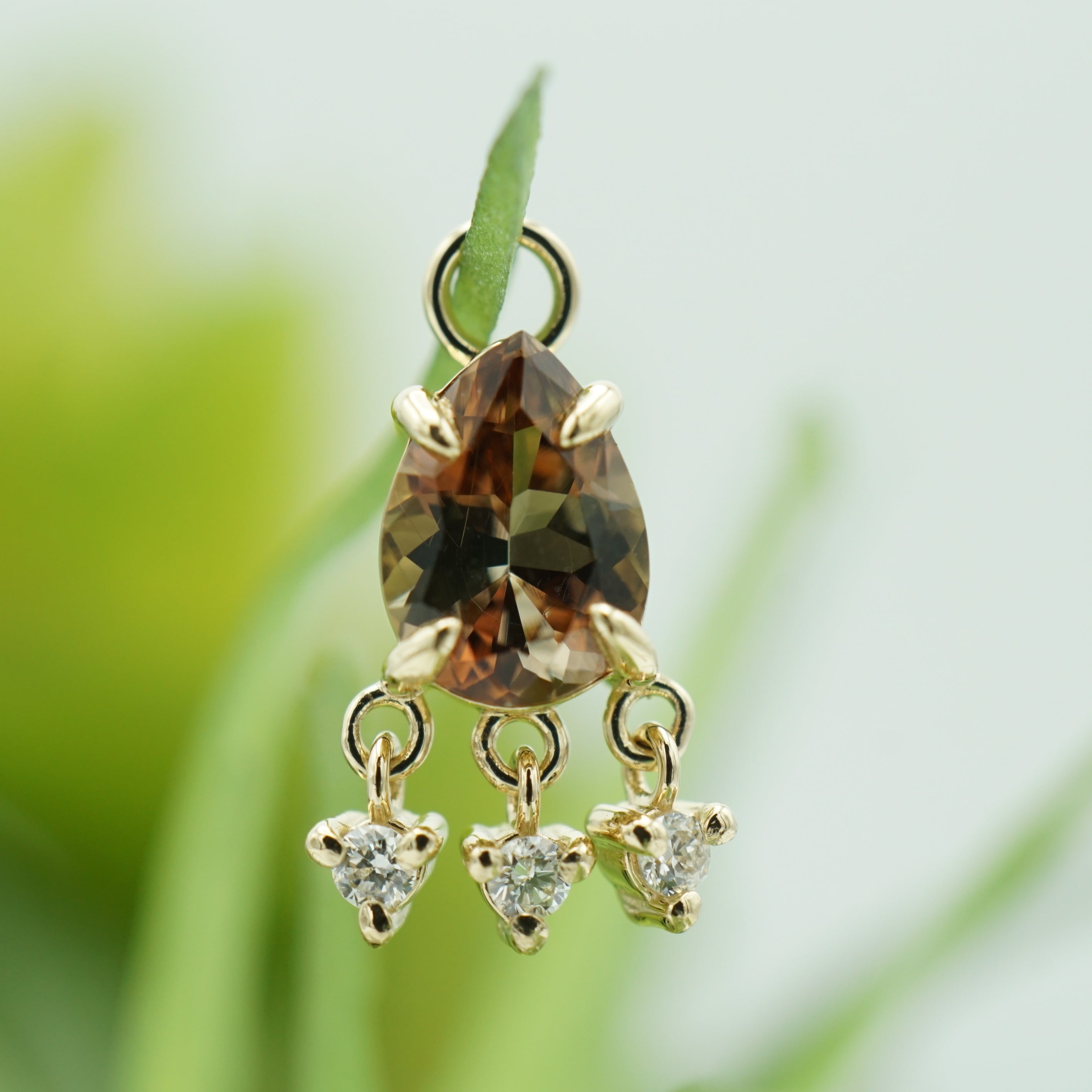 Andalusite with 3 Diamond Dangle Charm