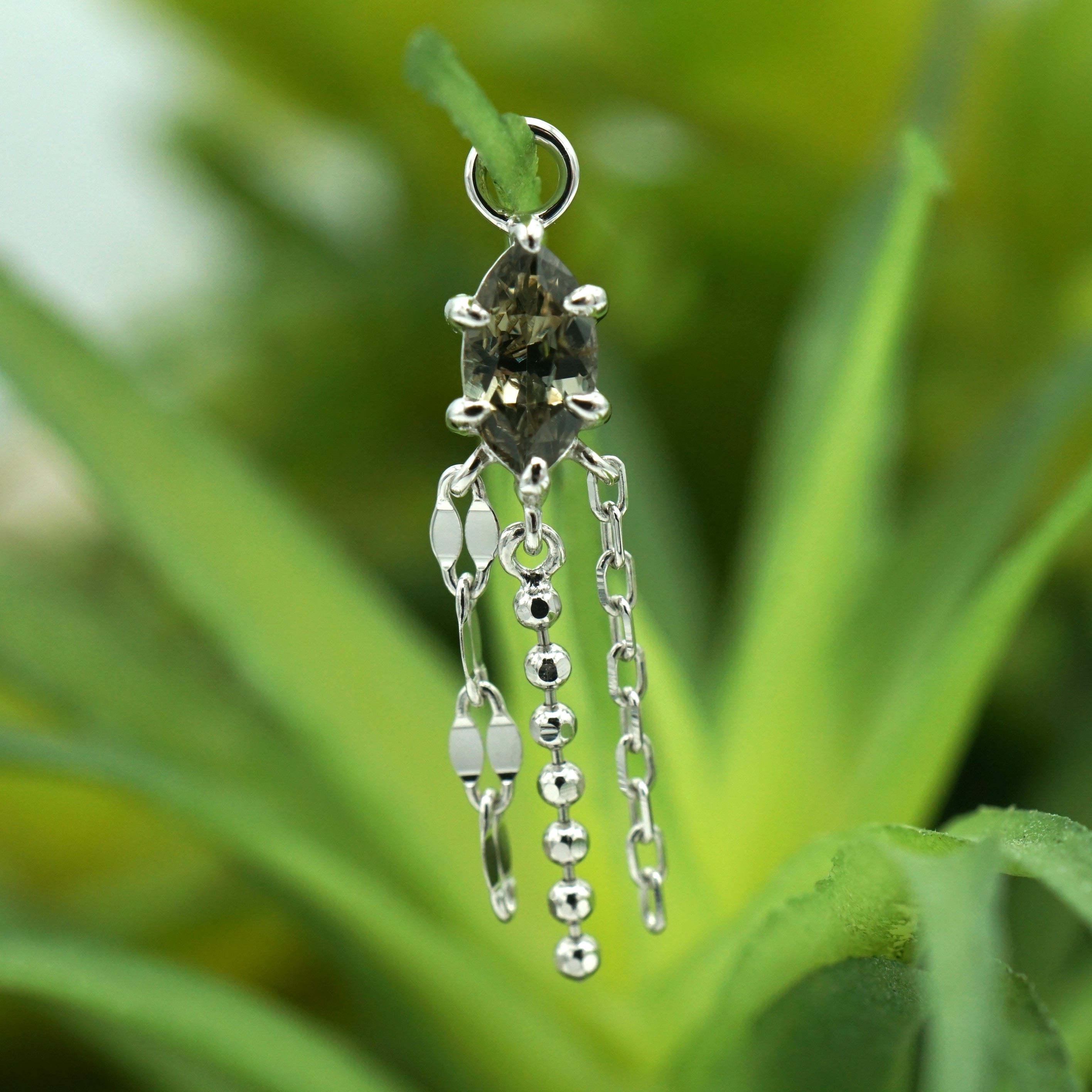 Freeform Faceted Sapphire with 3 Mixed Chain Charm One-Of-A-Kind