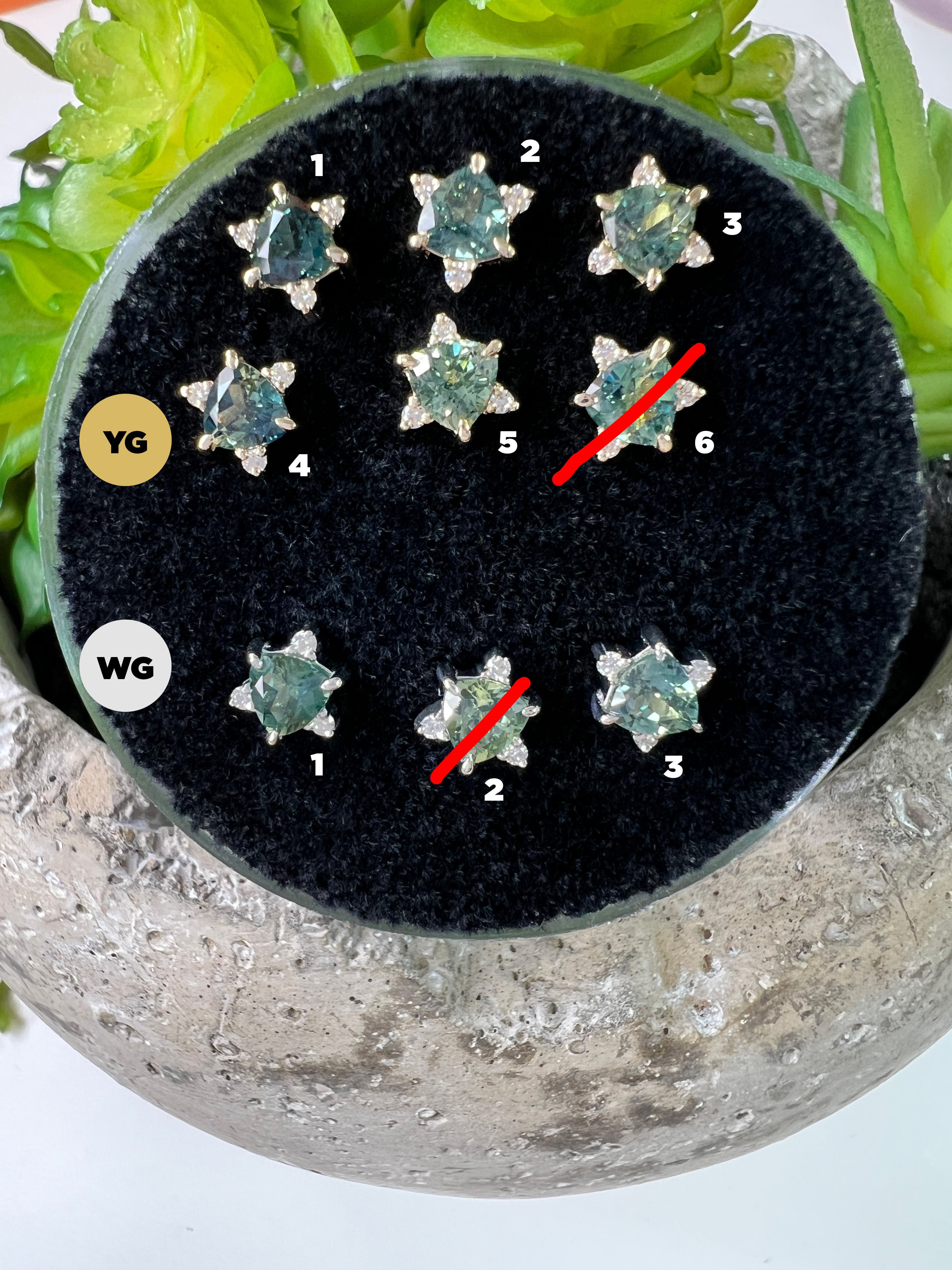 LE 2025 Greenish Blue Sapphire Trillion with 3 Diamond Accents