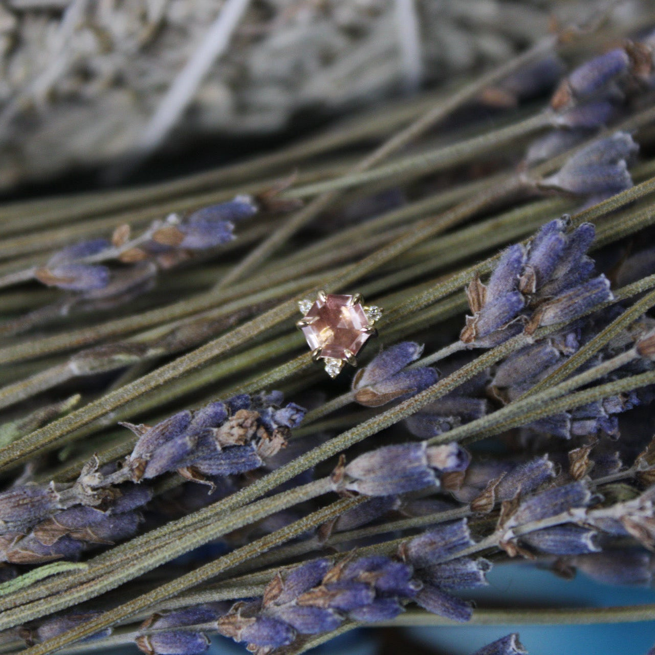 Lumi - Hexagon Gemstone 6 Claw Prong and Diamond Accent