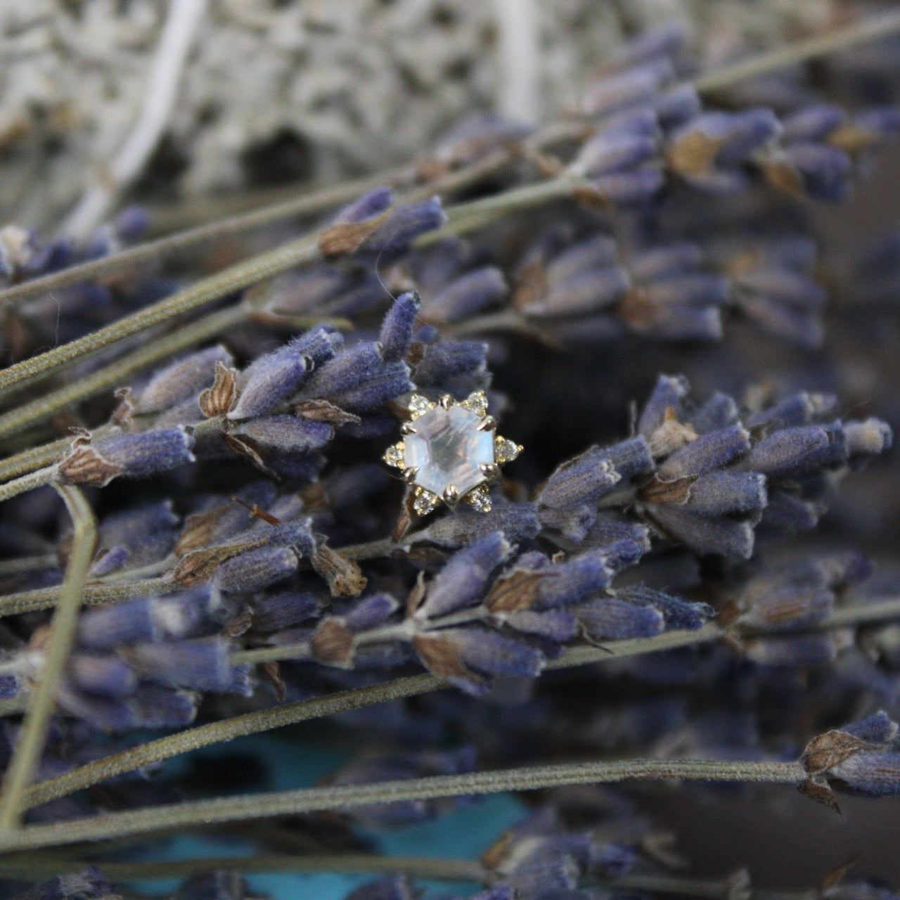 Lumi - Hexagon Gemstone 6 Claw Prong and Diamond Accent