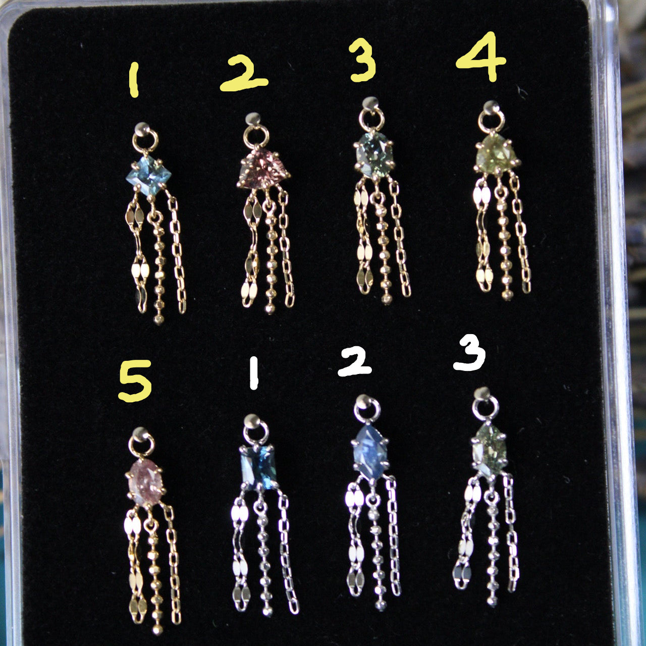 Freeform Faceted Sapphire with 3 Mixed Chain Charm One-Of-A-Kind