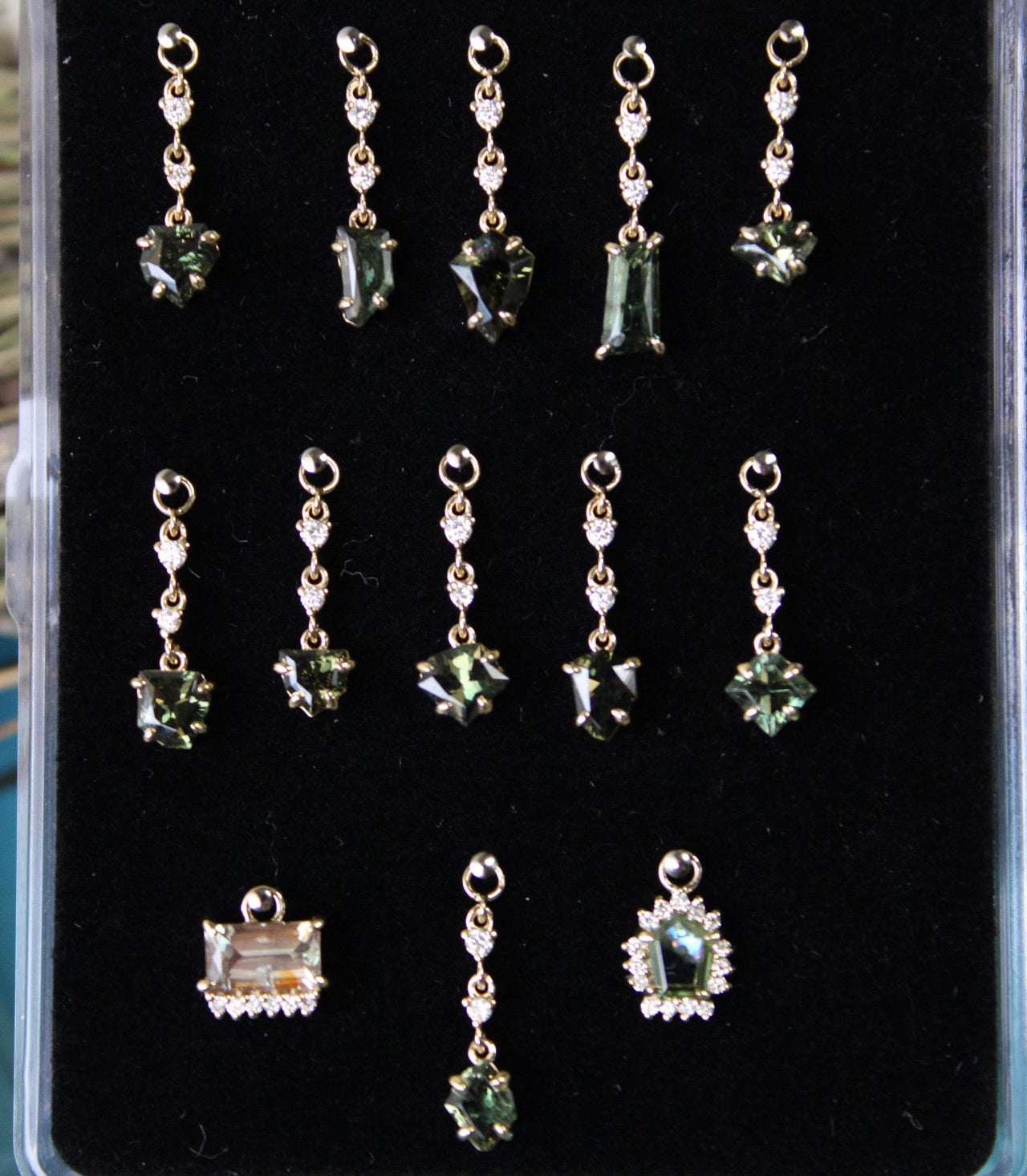 Diamond and Freeform Kornerupine Charm One-Of-A-Kind