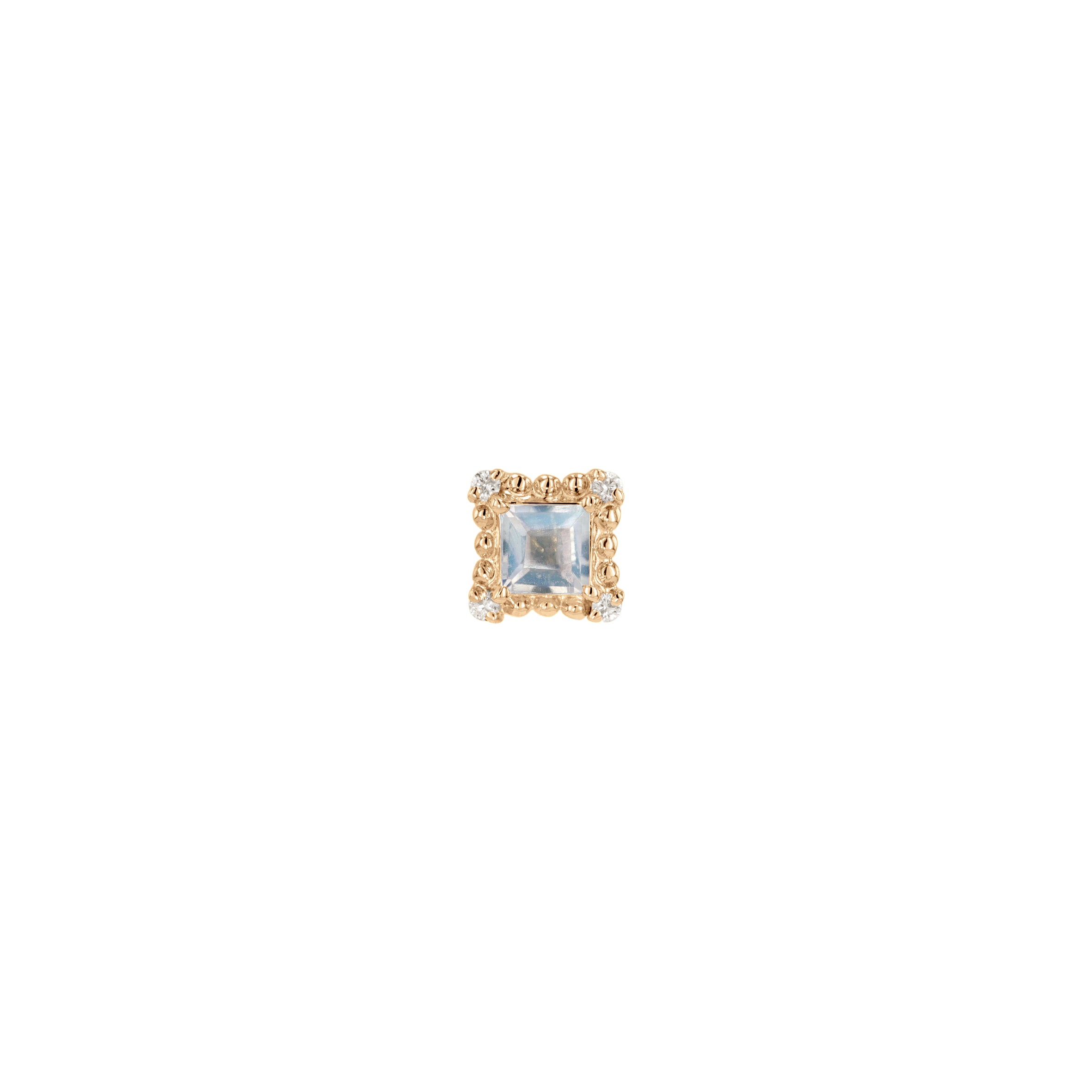 Princess Cut Moonstone with Beaded Edge and Diamond Corners