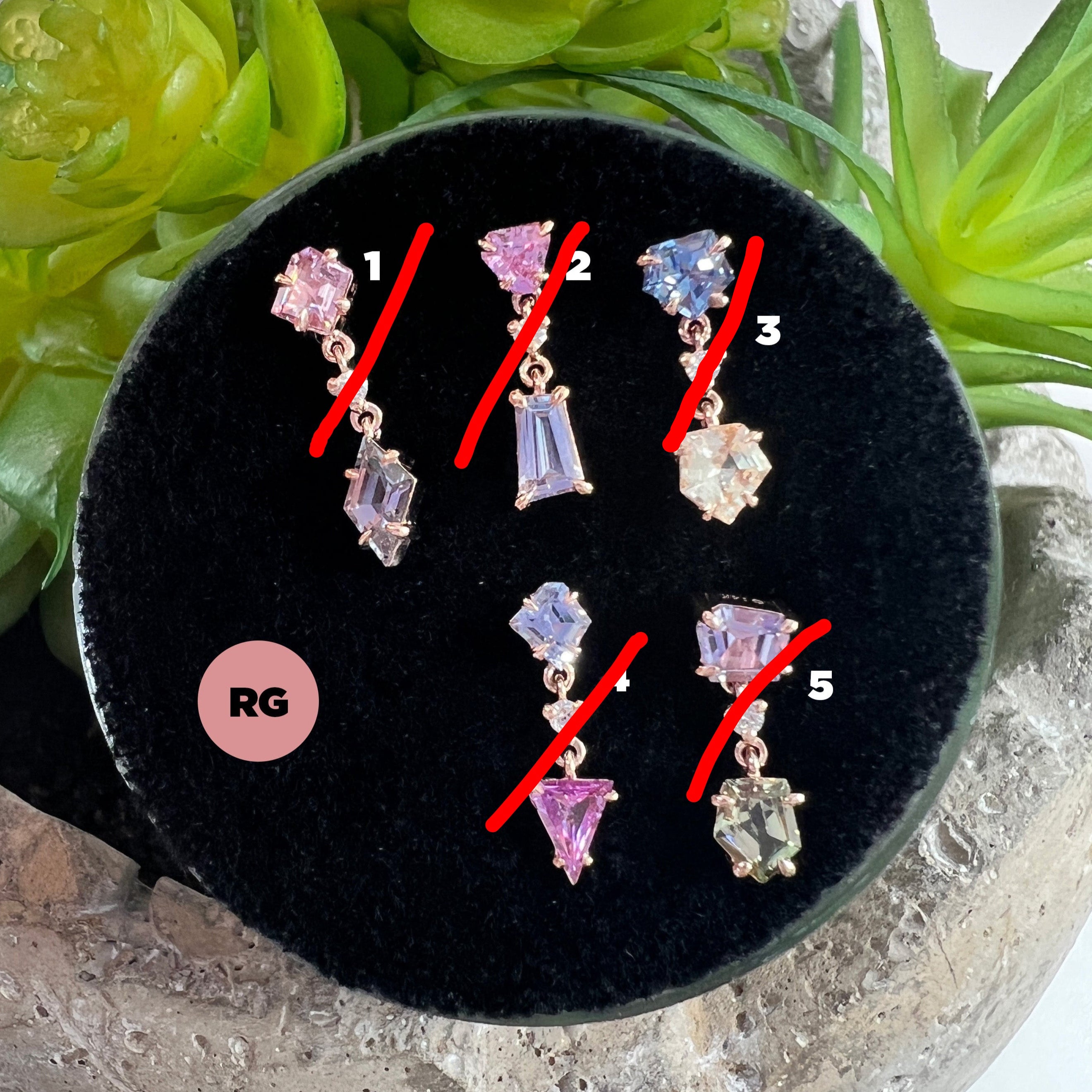 Claw Set Double Drop Faceted Sapphire With Diamond Middle Freeform One-Of-A-Kind