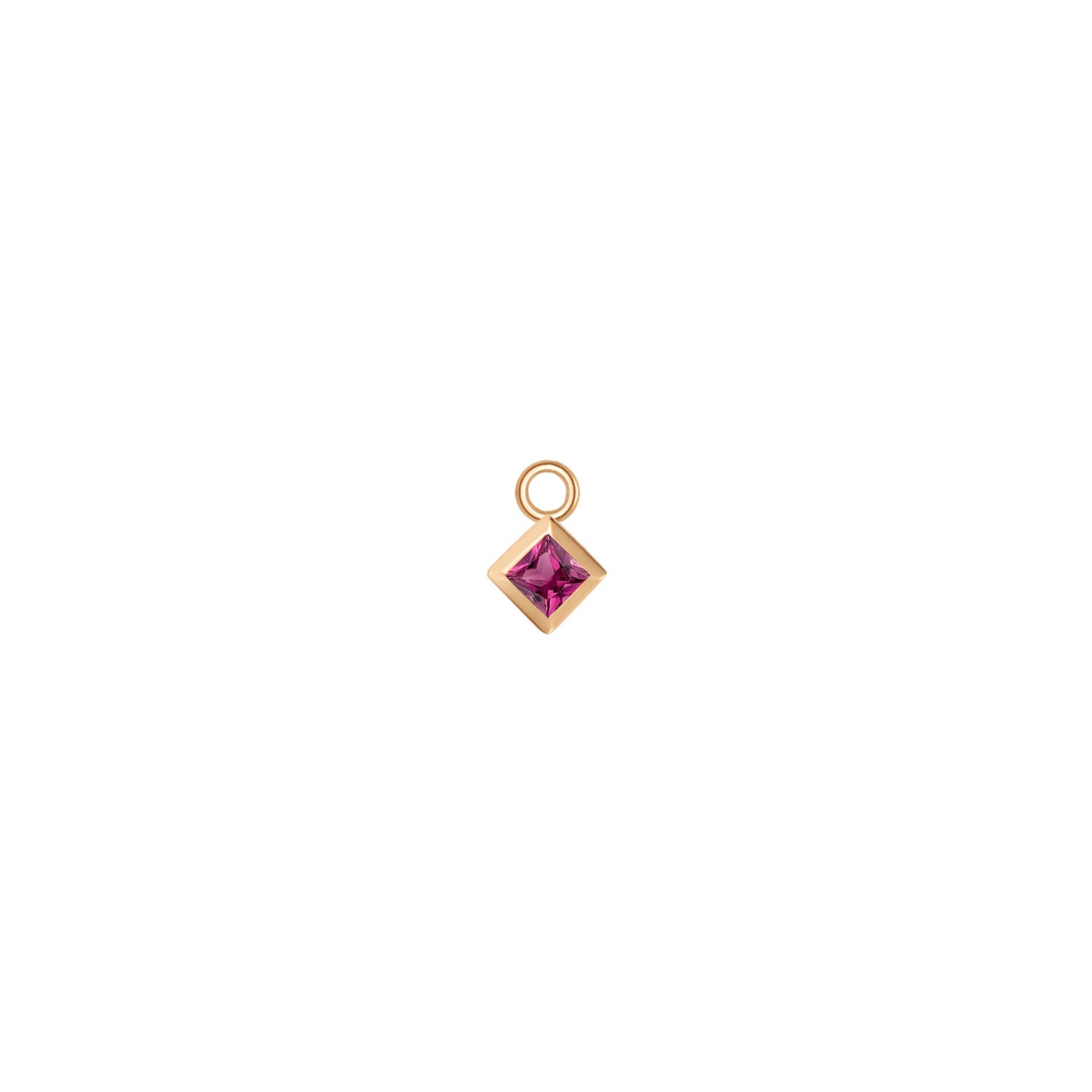 Princess Solitaire Bezel Charm - Colored Gemstone