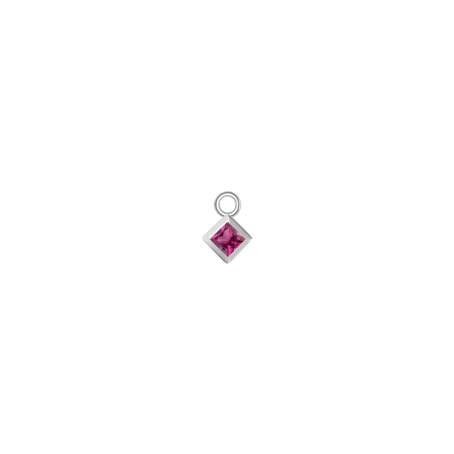 Princess Solitaire Bezel Charm - Colored Gemstone