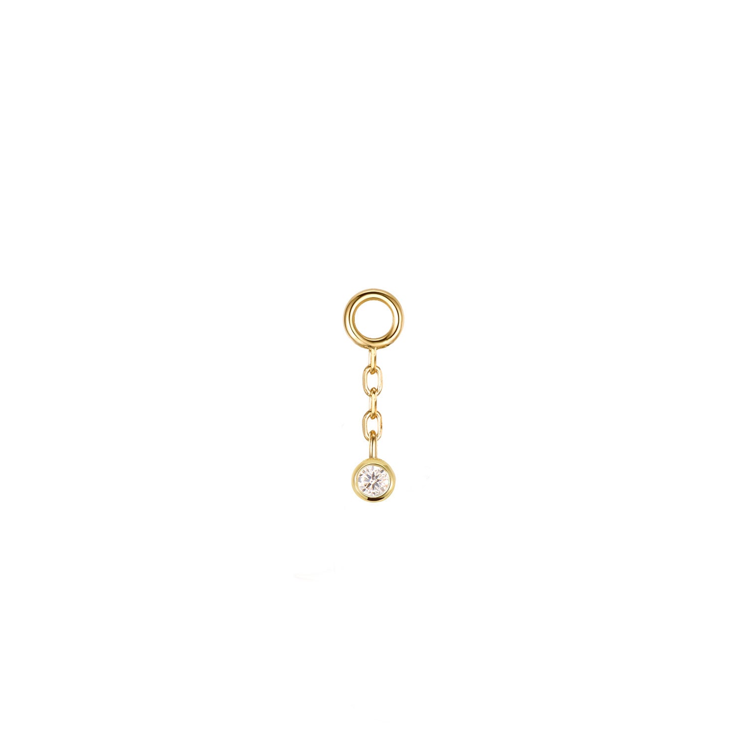 Tiny Charm - Gold Round Bead, Gold Marquise Bead and Bezel Diamond