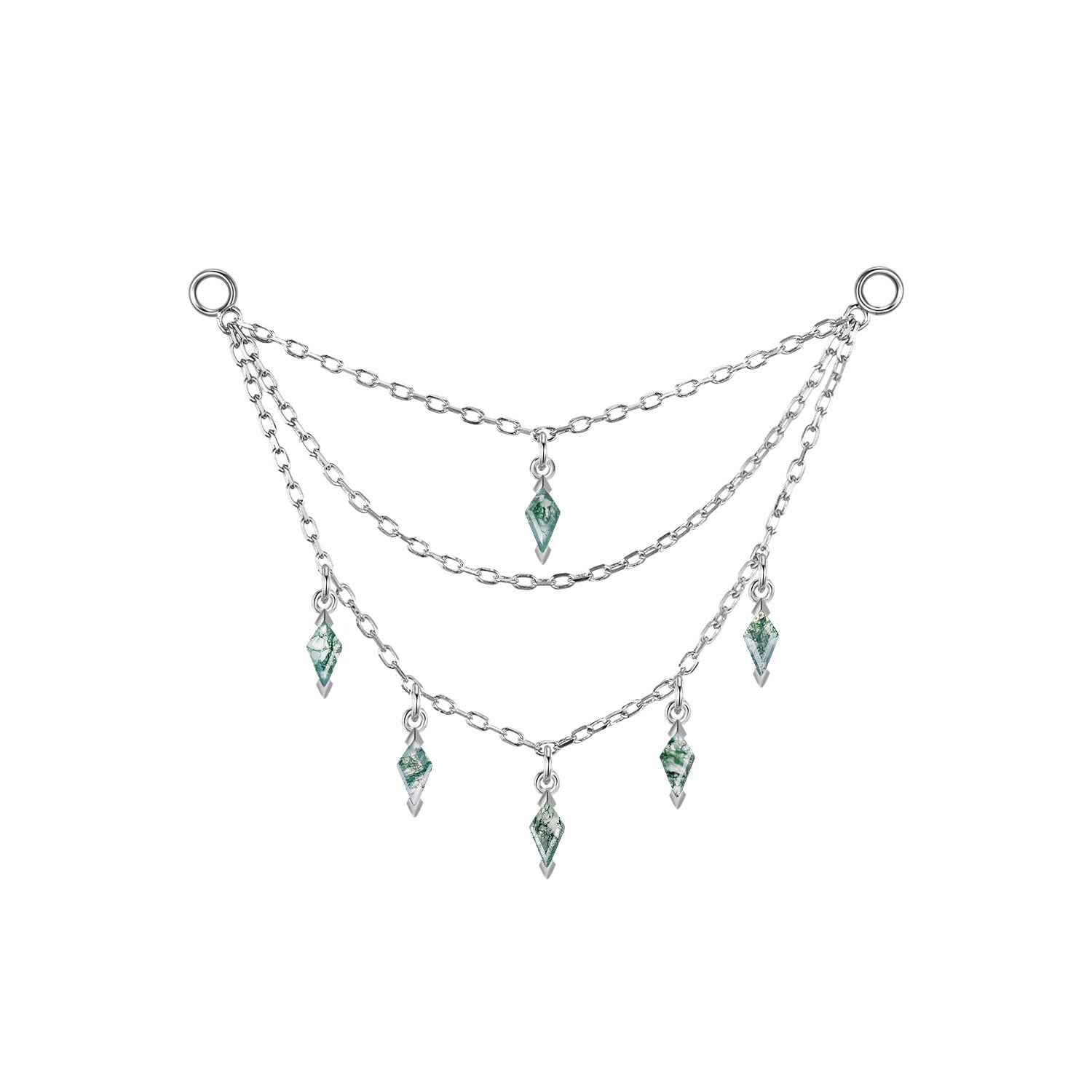 Triple Chain with Kite Dripping Gemstones