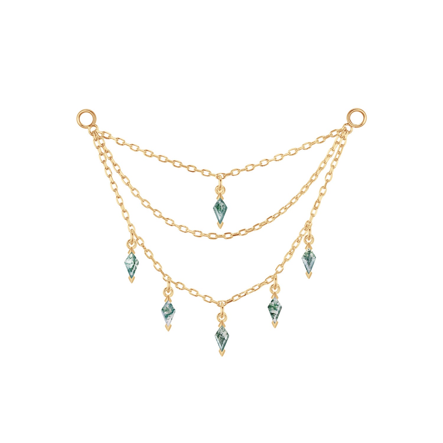 Triple Chain with Kite Dripping Gemstones