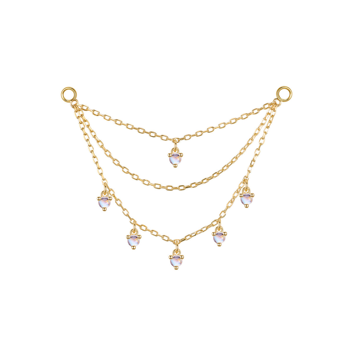 Drippn Chain Triple Layer Chain with Round Dripping Gemstones