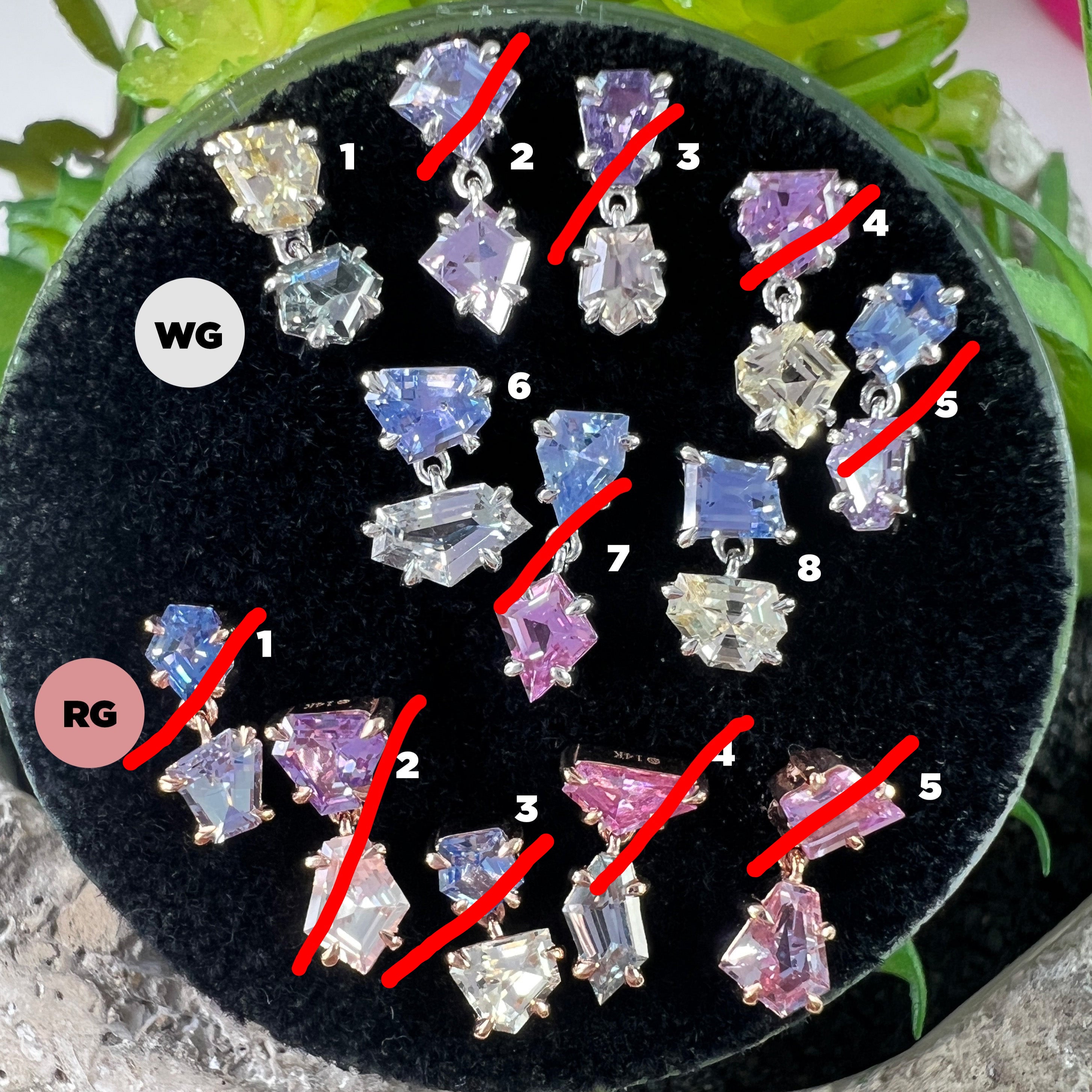 Claw Set Double Drop Faceted Sapphire Freeform One-Of-A-Kind