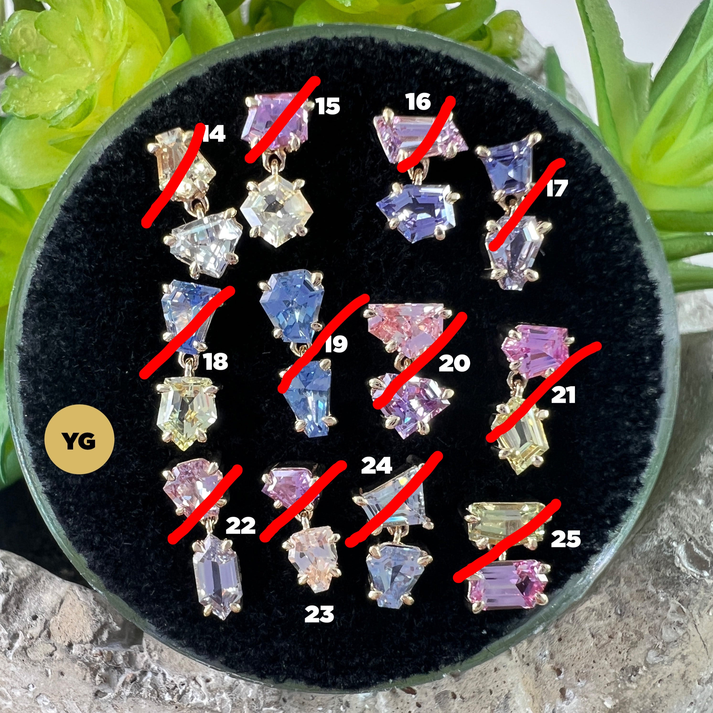 Claw Set Double Drop Faceted Sapphire Freeform One-Of-A-Kind