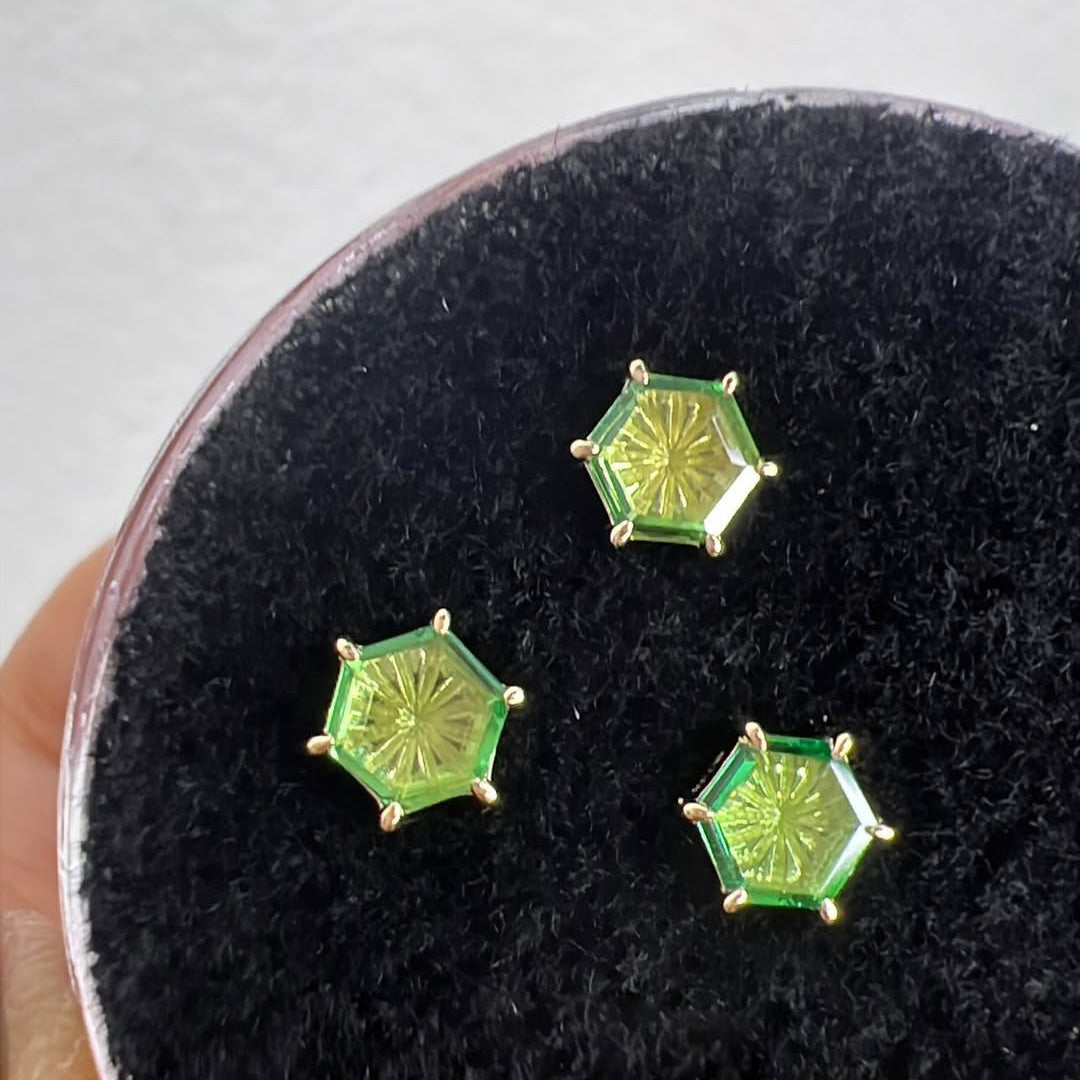 Portrait Cut Hexagon Gemstone with Engraving