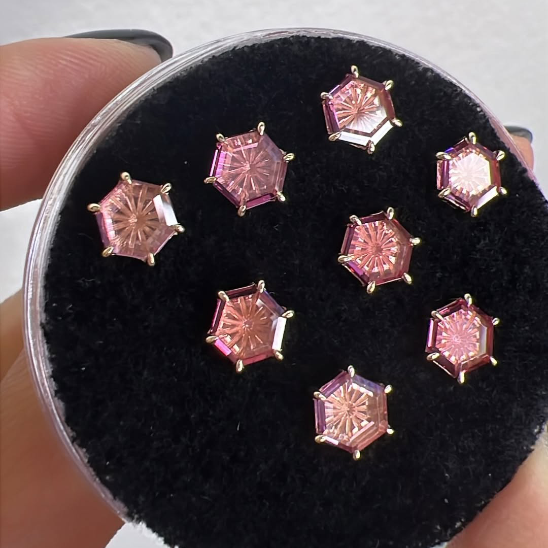 Portrait Cut Hexagon Gemstone with Engraving