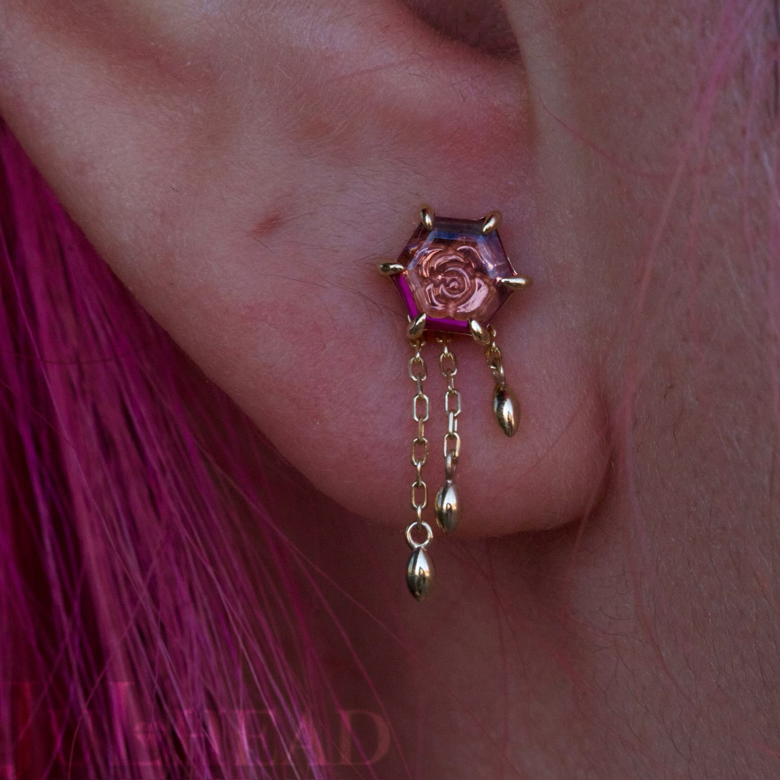 Portrait Cut Hexagon Gemstone with Engraving