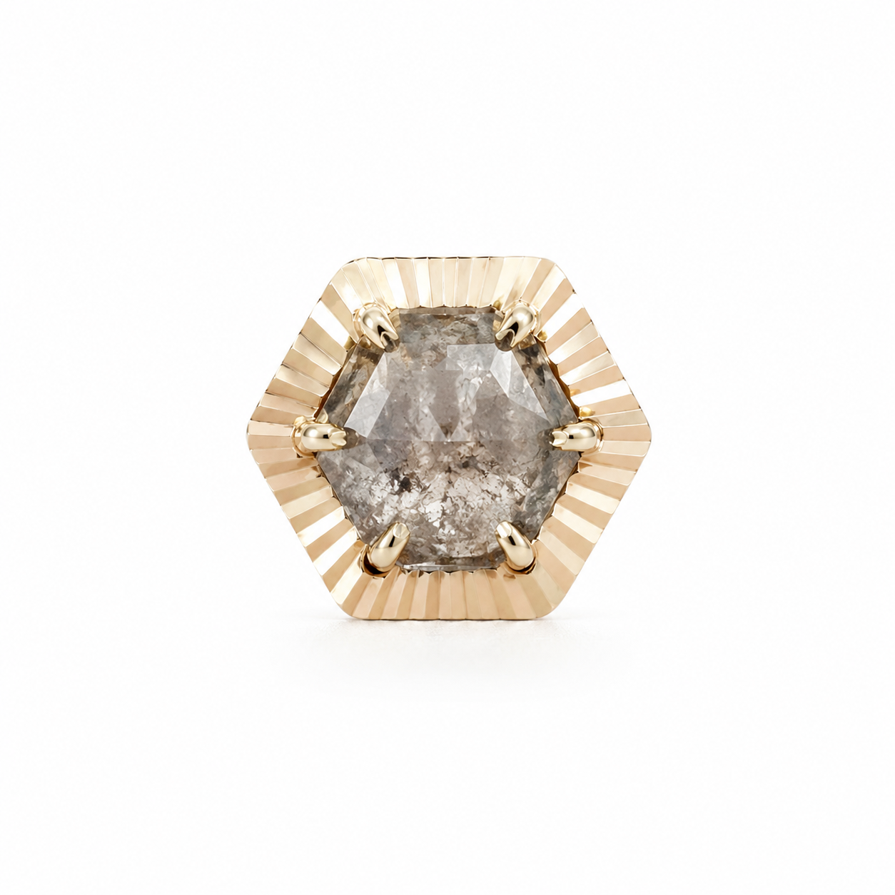 Salt and Pepper Diamond with Ray Gold Edge