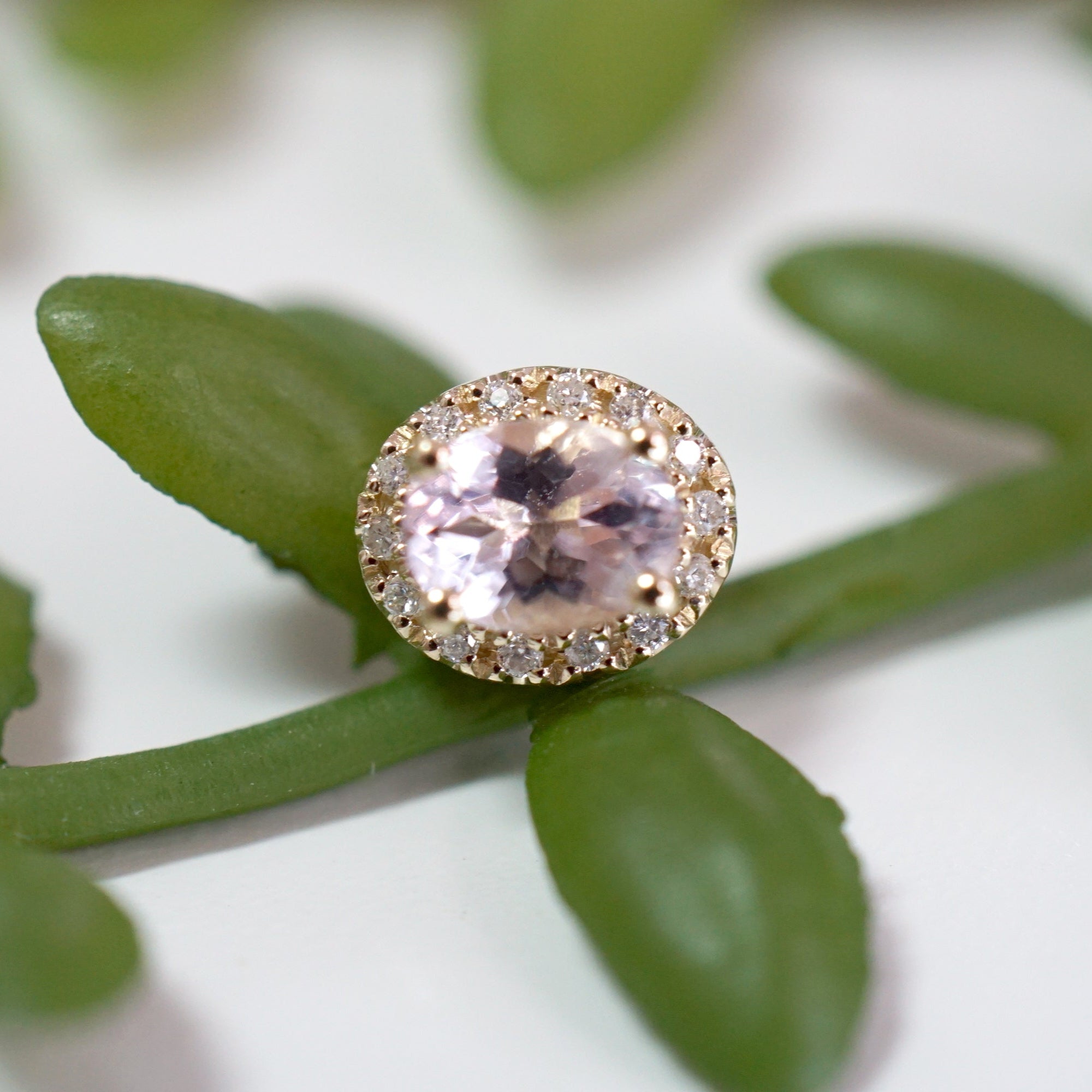 Morganite with Diamond Halo