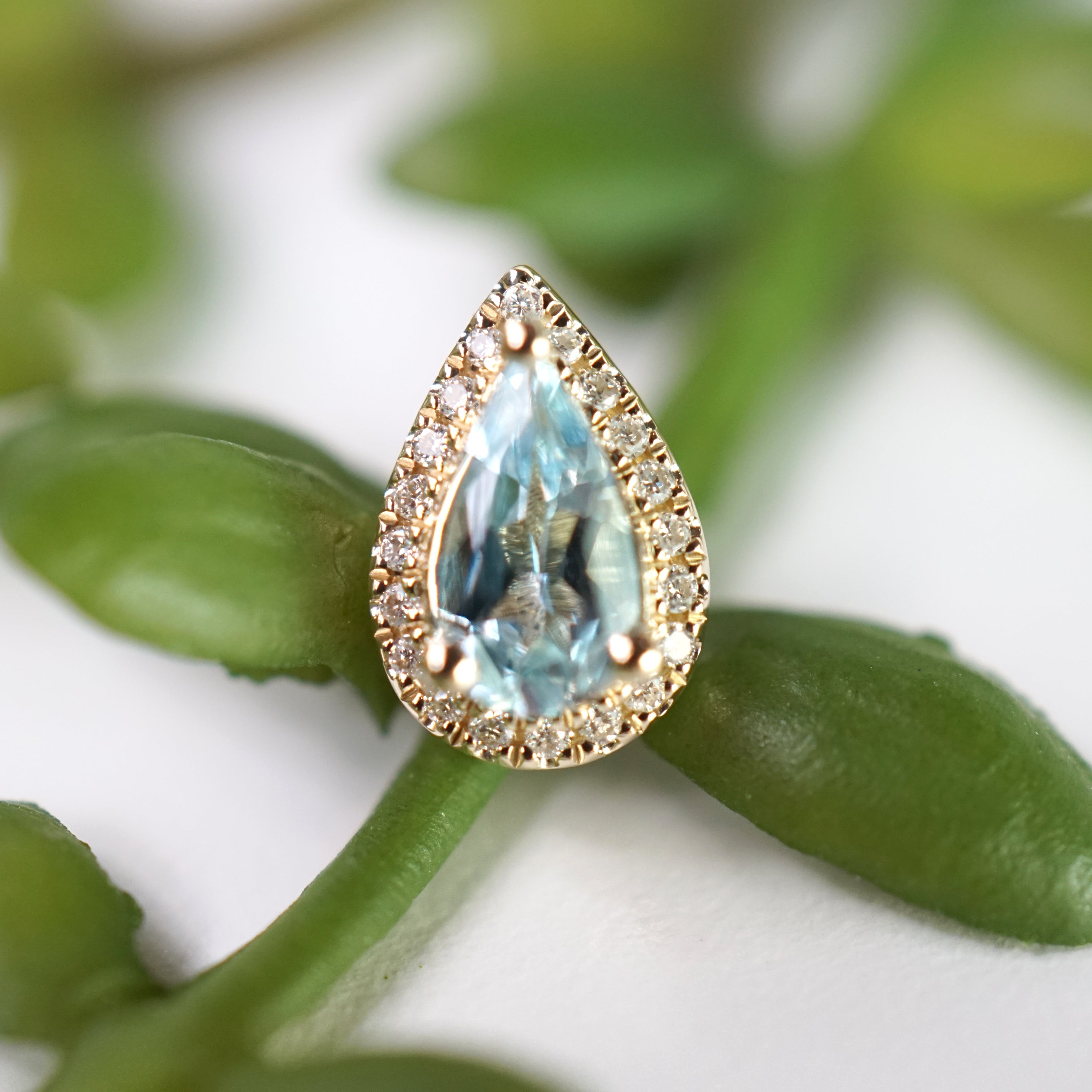 Pear Gemstone with Diamond Halo